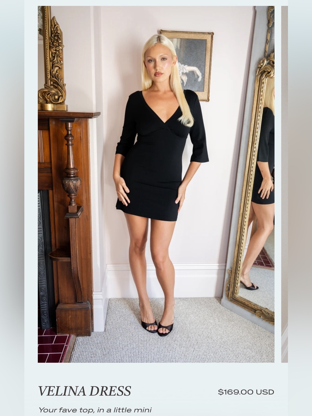 Velina Black V-Neck Mini Dress - Women's Elegant Short Dress